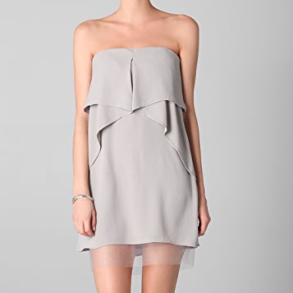 BCBGMAXAZRIA Fei Fei Strapless Dress Light Gray